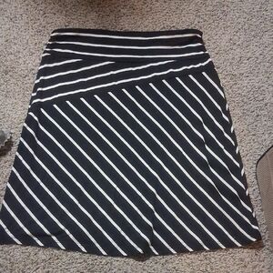 Faded Glory Black and White Diagonal Stripe A-Line Skirt